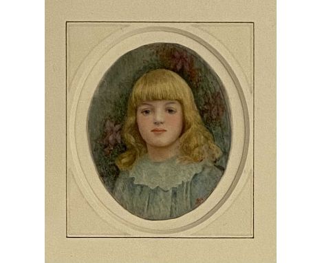 Florence Hardy (British 19th 20th Century) Portrait of Anna, portrait miniature, initialled and dated 1916 lower right, water