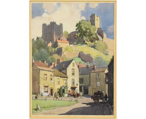 ARR Leonard Russell Squirrell RWS RI PS (1893-1979) Richmond Castle, York, from the Green, signed lower left, dated 1954, wat