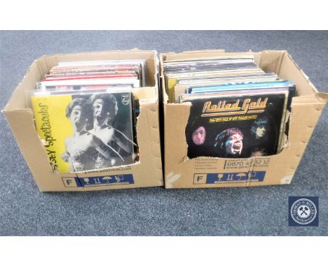 Two boxes of LP's including Rolling Stones, Elvis Costello, jazz etc