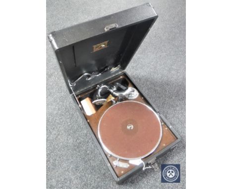 An early 20th century HMV table top record player