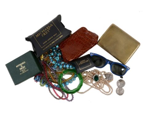  Christian Dior earrings and brooch  , gilt flower motif set with simulated pearls and pastes and a bow shape brooch; a Gross