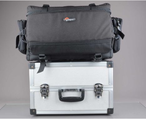 A LowePro Commercial AW Camera Bag, G, light wear, with unbranded aluminium outfit case