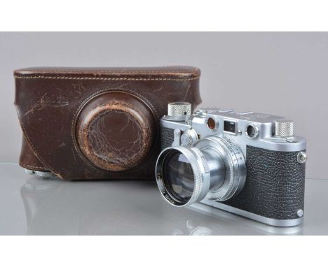 A Leitz Wetzlar Leica IIIf Camera, red scale, serial no 790579, shutter sticking, rangefinder working, self-timer working, bo