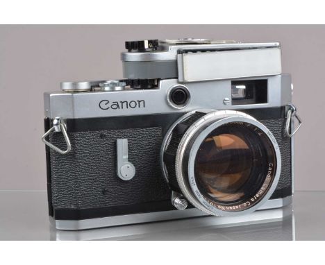 A Canon P Rangefinder Camera, serial no 760079, shutter working, some light creasing to shutter curtain, rangefinder working,