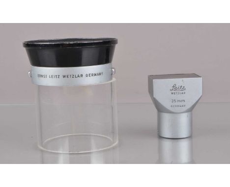 A Leitz Wetzlar SBLOO 35mm Finder,  chrome, VG, with IROOA lens hood