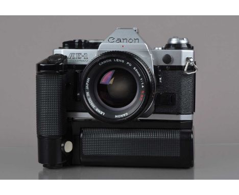 A Canon AE-1 Program SLR Camera, chrome, serial no 2979801, shutter working, meter responsive, self-timer working, body G, li