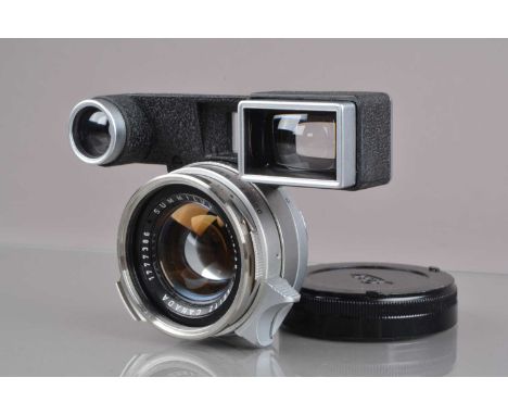 A Leitz Canada 35mm f/1.4 Summilux Steel Rim M3  Lens, with goggles, serial no 1777386, 1960, barrel VG, elements G-VG, some 