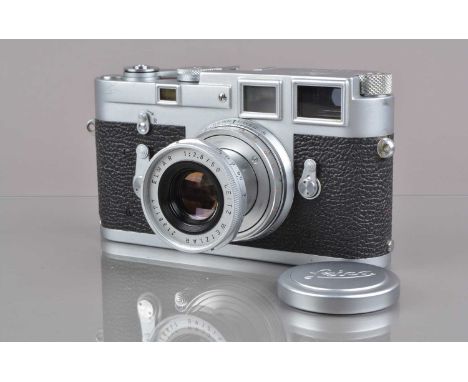 A Leitz Wetzlar Leica M3 Camera,  serial no 988940, shutter working, viewfinder clear, rangefinder working, self-timer workin