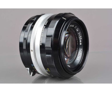 A Nikon Nikkor S.C Auto 50mm f/1.4 non-AI Lens, serial no 1432764, barrel G, light wear, elements G-VG, with front and rear c