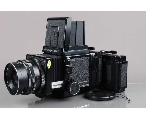A Mamiya RB67 Pro S Camera,  serial no C192554, body G-VG, some paint scratches to edges of film back, with Mamiya-Sekor C 90