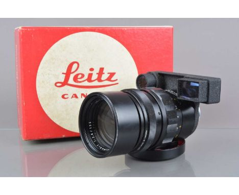A Leitz Canada 135mm f/28 Elmarit Lens, M mount, 11829, with spectacles, serial no 2425600, 1970, barrel G-VG, elements G, li