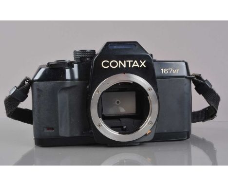 A Contax 167 MT Camera Body, serial no 042252, shutter working, self-timer working, appears to function as should, body G, so