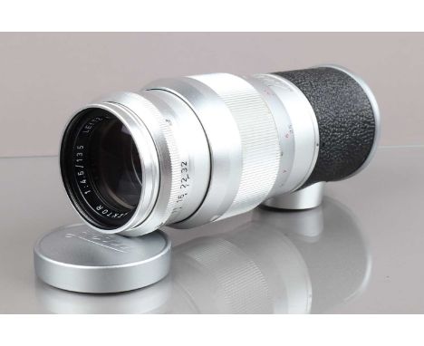 A Leitz Wetzlar 135mm f/4.5 Hektor M Lens, serial no 1648668, 1959, barrel G-VG, elements G, with Leica front and unbranded r