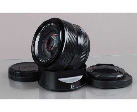 A Fujinon Super EBC 35mm f/1.4 Aspherical Lens, X Pro mount, serial no 22A40920, auto focus working, barrel VG, elements VG, 