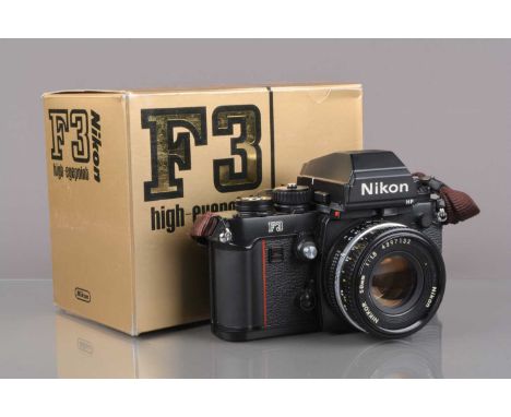 A Nikon F3 HP SLR Camera, serial no 1610356, shutter working, HP finder working, self-timer working, body G-VG, with Nikkor 5