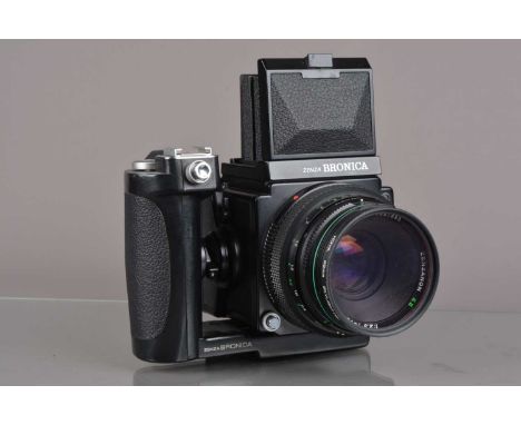 A Zenza Bronica ETRS Camera, serial no 7129324, shutter firing as soon as winder is cranked, shutter button sticking, body G,