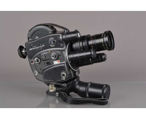 A Beaulieu R16 16mm Cine Camera, untested, with battery grip, body G, light wear, with P Angenieux 17-68mm f/2.2 lens, elemen