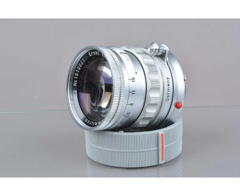 A Leitz 5cm f/2 Summicron M Lens, serial no 1510021, 1957, barrel G-VG, elements F-G, some fungus to rear element, light scra