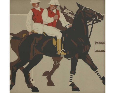 ▲ Ludwig Hohlwein (German, 1874-1949) Polo playerschromolithograph in coloursimage 35.5 x 35.5cmThis lot appears to be an ori