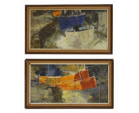 ▲ Frederick Donald Blake (1908-1997) 'Boats I', 1963'Boats II', 1963a pair, both signed 'F. Donald. Blake', oil on board25 x 