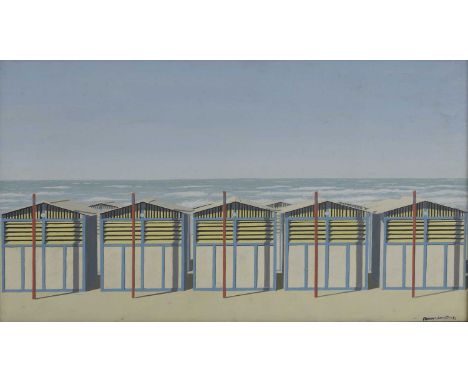 ▲ Graham Bannister (b.1954) Beach hutssigned and dated 'GRAHAM BANNISTER 83' l.r., oil on panel31 x 52cmCondition ReportFrame