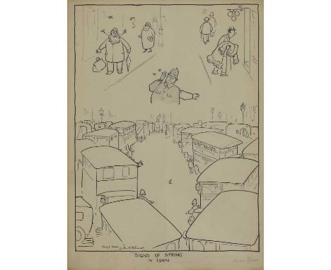 William Heath Robinson (1872-1944) 'Signs of Spring in Town'signed and inscribed 'Rough Sketch/W. Heath Robinson' l.l., penci