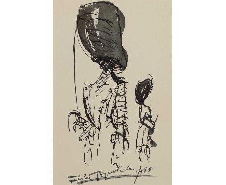 ▲ Feliks Topolski RA (Polish-British, 1907-1989) Soldierssigned and dated 'Feliks Topolski 1944' l.c., pen and ink26.5 x 18cm