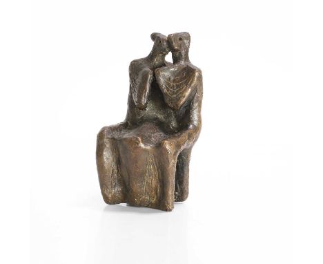 Manner of Henry Moore Two seated figuresbronze6cm wide8cm deep13.5cm highCondition ReportDust and dirt to crevices. A little 