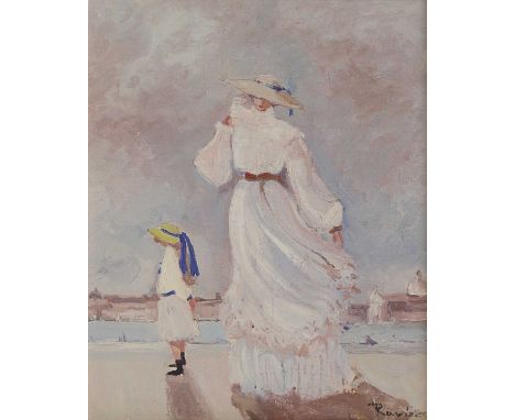 ▲ Federica G Ravizza (Italian, b.1947) A walk along the riversigned 'Ravizza' l.r., oil on canvas50 x 40cmCondition ReportFra