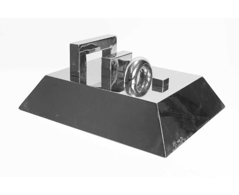 ▲ William Pye (b.1938) Cancrizan Series, 1969 a magnetic chrome base with four moveable magnetic chrome parts, stamp signed '