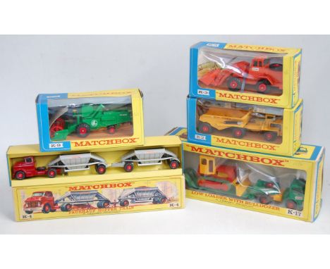 A Matchbox Kingsize window box diecast group to include No. K3 Matra tractor shovel, K9 Kingsize Combine Harvester, K2 Kingsi
