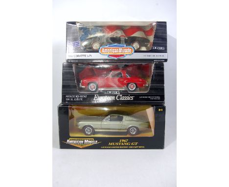 An American Muscle and European Classics ERTL boxed 1/18 scale diecast group to include a 1934 Ford Hot Rod, a 1967 Corvette 