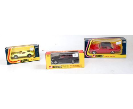 Three various boxed Corgi Toys, Whizzwheels diecasts, all in the original window boxes to include No. 286 Jaguar XJ 12C, No. 