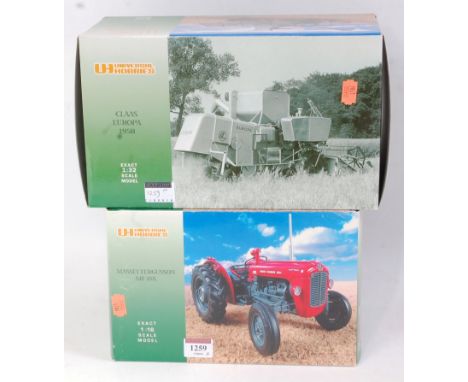 A Universal Hobbies boxed farming diecast group, to include two boxes examples, Claas Europa 1958 combine Harvester model No.