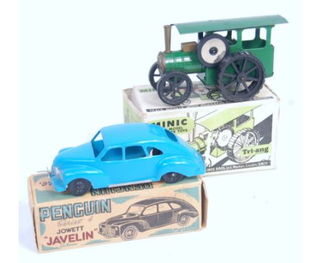 Two boxed Triang Minic and Penguin series plastic  tinplate and clockwork models to include a Triang Minic traction engine, t