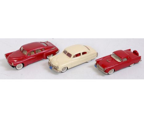 Three various 1/43 scale Brooklin Models white metal saloons to include No. 19 1956 Ford Thunderbird, a No. 2 1948 Tucker 48,