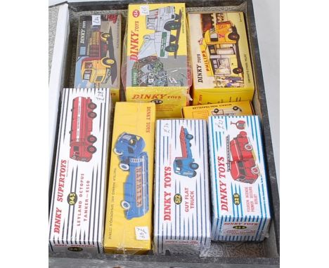 8 various boxed Dinky Toys Atlas edition diecast to include No. 943 Leyland Octopus Esso tanker, No. 512 Guy flat truck, No. 