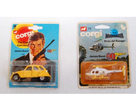 A Corgi Juniors carded James Bond 007 diecast group to include No. 115 For Your Eyes Only Citroen 2CV, together with No. 73 M