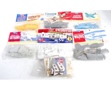 Six various bagged Airfix 1/72 scale plastic aircraft kits to include The Fairey Swordfish torpedo bomber, Gloster Gladiator,