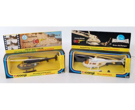 A Corgi Toys boxed James Bond 007 helicopter group  to include No. 930 Drax Jet Ranger helicopter, together with No. 926 Stro