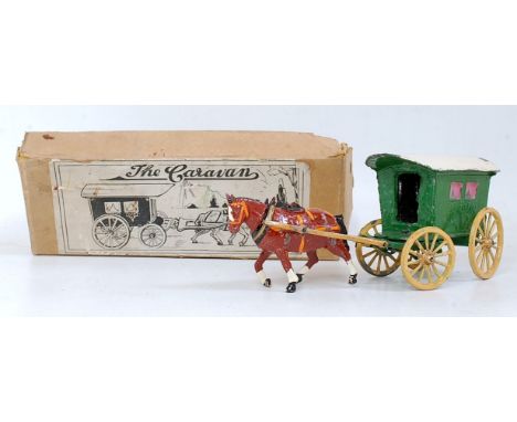 A Charbens boxed The Caravan Set, comprising green, yellow and white horse-drawn Caravan, with brown horse and detailed pink 