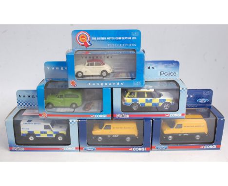 11 various boxed Vanguards 1/43 scale diecast vehicles to include Police related examples, to include Ford Anglia, Ford Corti