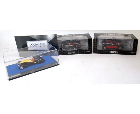 A Matrix scale models 1/43 scale Bugatti diecast group to include a Bugatti 101 chassis by Antem, Bugatti type 57 Roadster Gr