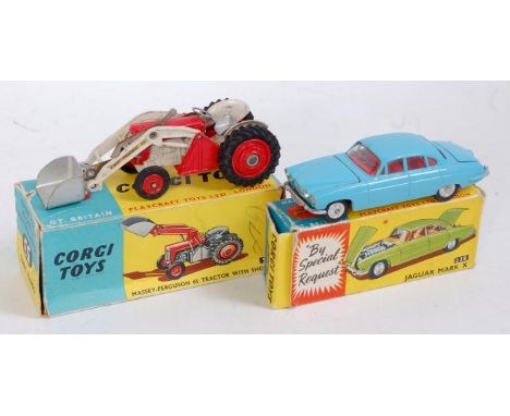A Corgi Toys boxed and playworn diecast group to include No. 53 Massey Ferguson 65 tractor with loading shovel, and a Corgi T