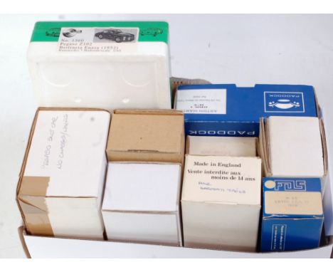 Nine various boxed 1/43 scale resin and white metal car kits, to include; Tin Wizard, FOS, Paddock Models etc, examples to in