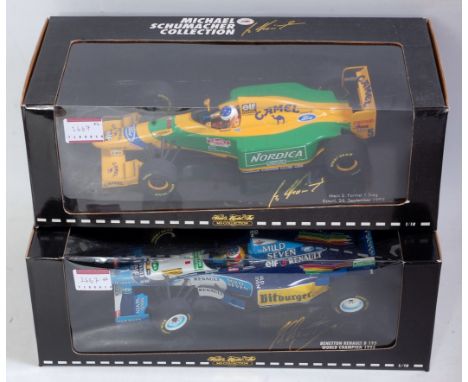 A Minichamps 1/18 scale Michael Schumacher collection boxed F1 diecast group to include Michael Schumacher Benetton Renault B