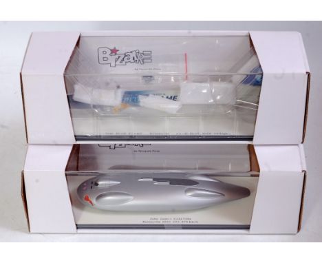 A Bizarre Models 1.43 scale white metal and resin landspeed record  car group, 2 examples to include No. BZ399 Blue Flame Bon