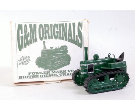 A G&M Originals 1/32 scale white metal and resin model of a Fowler Mk VF British diesel tractor, finished in green and black,