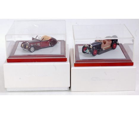 Ilario Models of France 1/43 scale resin and white metal Bugatti saloon diecast group to include a Chrome series 051 Bugatti 