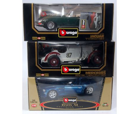 Six various boxed Bburago 1/18 scale diecasts all in original window boxes to include a BMW M Roadster 1966, Alfa Romeo 2300 